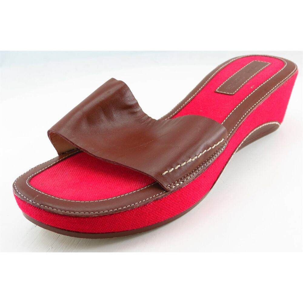 Casual Corner Slides Brown Leather Women Shoes Size 6.5 Medium